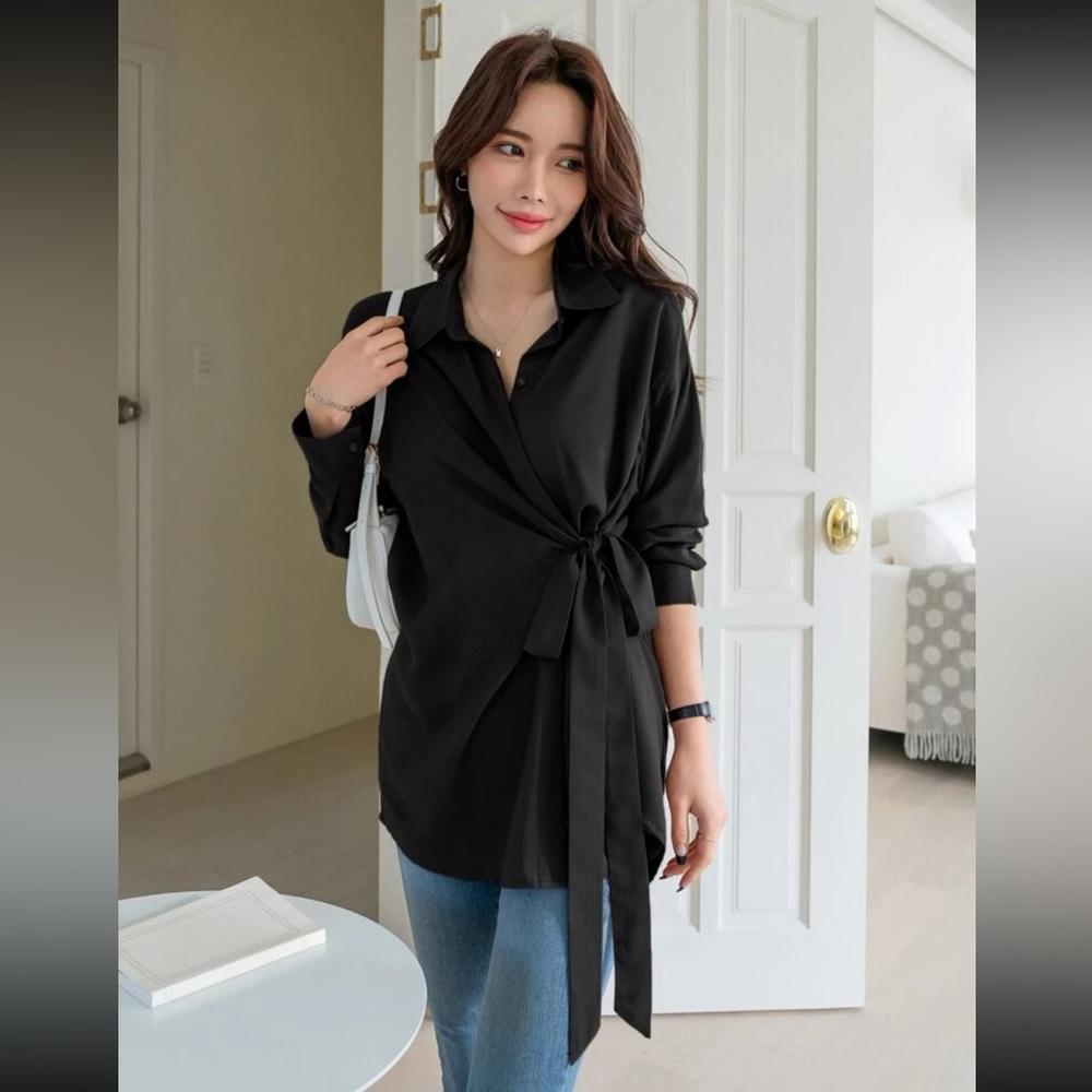 DAZY Tie Side Drop Shoulder Shirt Top Blouse . New